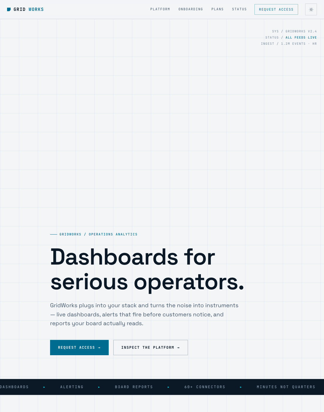 GridWorks — analytics SaaS website